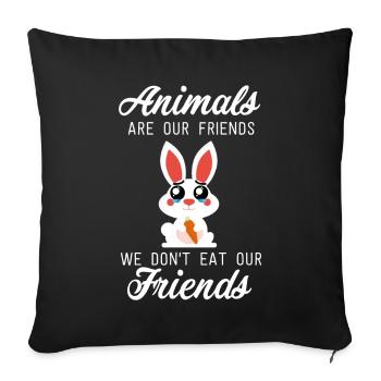 Jour végétalien végétalien végétalien doux de lapin végétal - Housse de coussin décorative 45 x 45 cm - noir - Devant