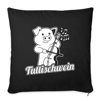 Je suis un cochon de violoncelle - Violoncelle orchestre violoncelliste - Housse de coussin décorative 45 x 45 cm - noir - Devant