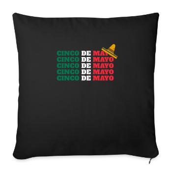 Cinco de Mayo Mexiko Flagge mit Sombrero - Sofakissenbezug 45 x 45 cm - Schwarz - Vorne