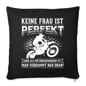 Motorcyclist Biker Motorcycle Women's Power - Sofa pillowcase 17,3'' x 17,3'' (45 x 45 cm) - black - Front