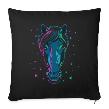 horse - Sofa pillowcase 17,3'' x 17,3'' (45 x 45 cm) - black - Front
