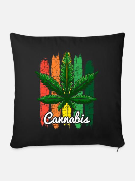 Cannabisblatt Retro - Sofakissenbezug 45 x 45 cm - Schwarz