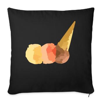 Summer ice cream - 3 scoops vanilla strawberry & chocolate - Sofa pillowcase 17,3'' x 17,3'' (45 x 45 cm) - black - Front