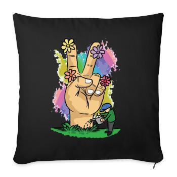 Pouvoir de fleur de paix - Housse de coussin décorative 45 x 45 cm - noir - Devant