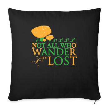 Funny Mushroom Not all who wander are lost Gift - Sofa pillowcase 17,3'' x 17,3'' (45 x 45 cm) - black - Front