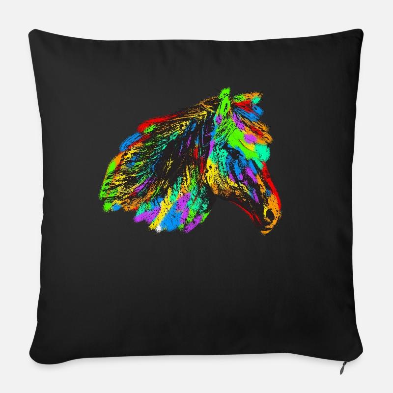 Buntes Pferd - Sofakissenbezug 45 x 45 cm - Schwarz