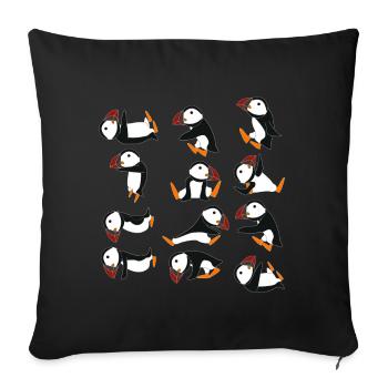Puffins doing Yoga pillow yoga mat crow Gift - Housse de coussin décorative 45 x 45 cm - noir - Devant