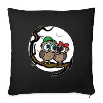 Hiboux - Housse de coussin décorative 45 x 45 cm - noir - Devant