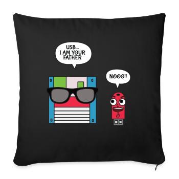 Disquette USB, je suis votre père T-shirt, Geek - Housse de coussin décorative 45 x 45 cm - noir - Devant