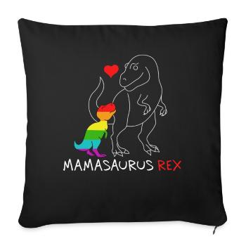 Mamasaurus Rex | Mère | Nouvelle maman Rainbow queer - Housse de coussin décorative 45 x 45 cm - noir - Devant