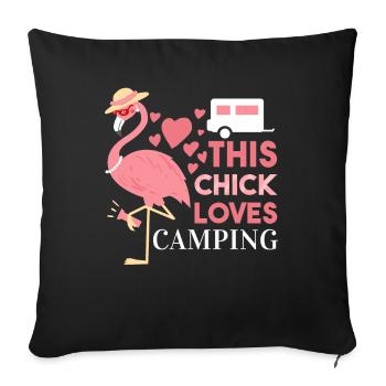Funny Flamingo Camping This Chick loves Camping - Sofa pillowcase 17,3'' x 17,3'' (45 x 45 cm) - black - Front