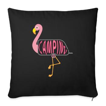 Funny Flamingo Camping Quote Vintage Campfire Gift - Sofa pillowcase 17,3'' x 17,3'' (45 x 45 cm) - black - Front