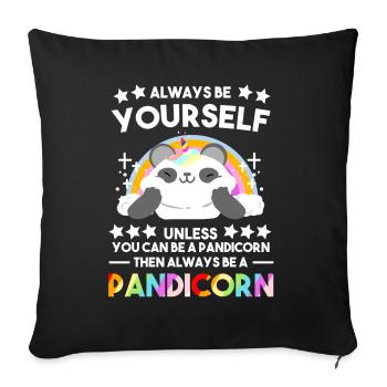 Drôle pandacorne licorne Panda Ours Eucalyptus Cadeau - Housse de coussin décorative 45 x 45 cm - noir - Devant