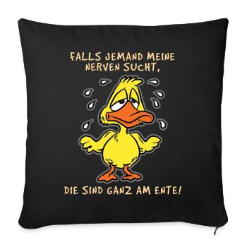 Cool duck pun game shirt - Sofa pillowcase 17,3'' x 17,3'' (45 x 45 cm) - black - Front