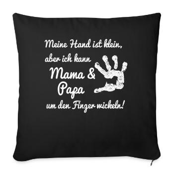 Maman et papa autour du doigt enrouler enfant - Housse de coussin décorative 45 x 45 cm - noir - Devant