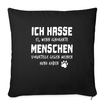 I hate people - dog prejudices gift - Sofa pillowcase 17,3'' x 17,3'' (45 x 45 cm) - black - Front