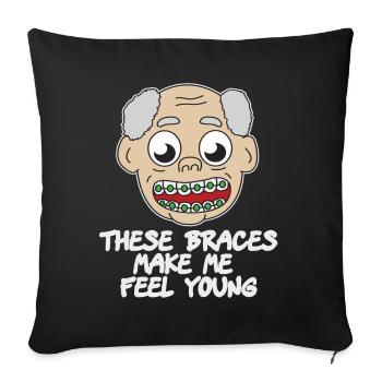Appareils orthodontiques Drôle de bouche en métal sexy dent dentaire appareil orthodontique - Housse de coussin décorative 45 x 45 cm - noir - Devant