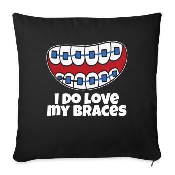 Appareils orthodontiques Drôle de bouche en métal sexy dent dentaire appareil orthodontique - Housse de coussin décorative 45 x 45 cm - noir - Devant