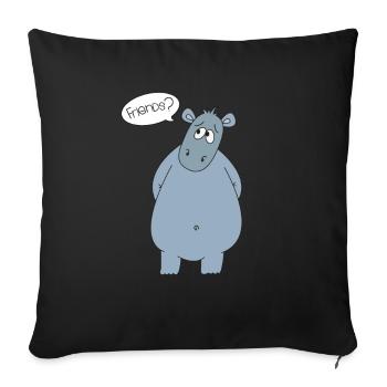 Freunde Hippo Flusspferd Nilpferd Geschenk - Sofakissenbezug 45 x 45 cm - Schwarz - Vorne