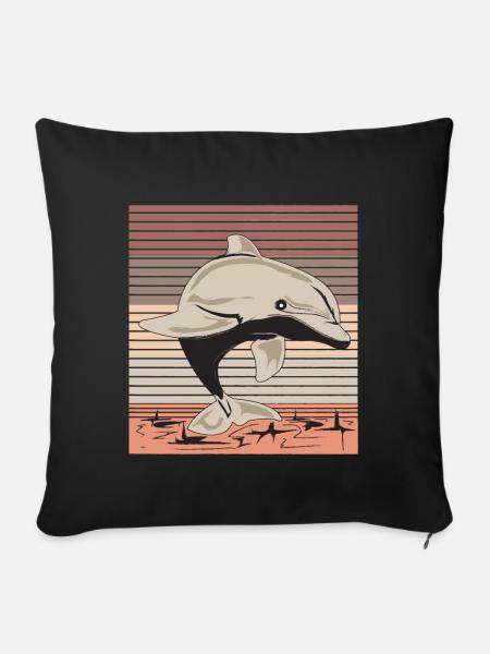 Delfin - Sofakissenbezug 45 x 45 cm - Schwarz