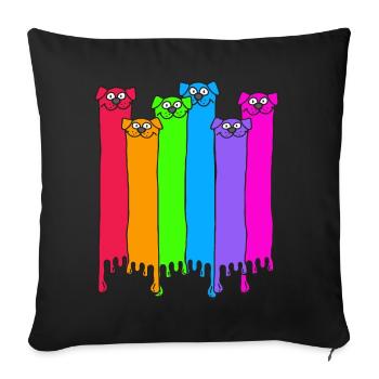 Chiens arc-en-ciel LGBT - Housse de coussin décorative 45 x 45 cm - noir - Devant