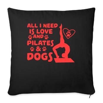 L'amour des chiens et du yoga Tshirt Design - Housse de coussin décorative 45 x 45 cm - noir - Devant