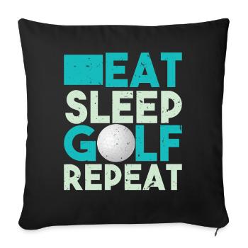 Funny Design Eat Sleep Golf Repeat Tshirt - Sofa pillowcase 17,3'' x 17,3'' (45 x 45 cm) - black - Front