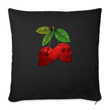 Cherry skull - Sofa pillowcase 17,3'' x 17,3'' (45 x 45 cm) - black - Front