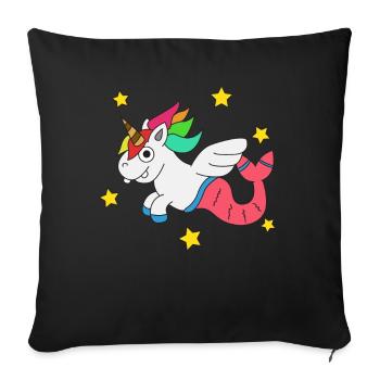 Conception mignonne et drôle de tshirt de licorne et de sirène - Housse de coussin décorative 45 x 45 cm - noir - Devant