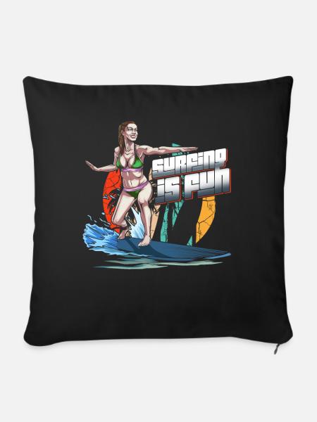 Surfergirl - Sofakissenbezug 45 x 45 cm - Schwarz