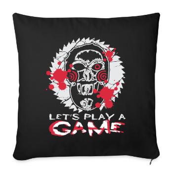 Poupée d'horreur, cadeau, horreur, jeu, clown d'horreur - Housse de coussin décorative 45 x 45 cm - noir - Devant
