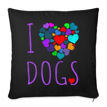 I LOVE DOGS VINTAGE - Sofakissenbezug 45 x 45 cm - Schwarz - Vorne