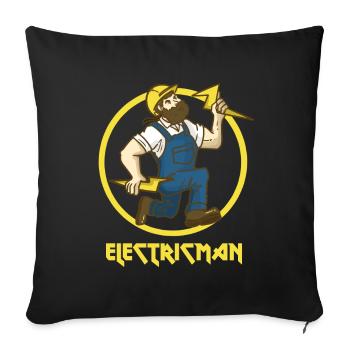 Électricien superhero électricité profession de cadeau de foudre - Housse de coussin décorative 45 x 45 cm - noir - Devant