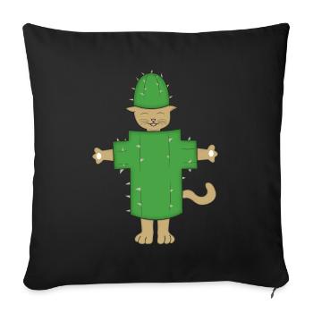 Cat cactus halloween - Sofa pillowcase 17,3'' x 17,3'' (45 x 45 cm) - black - Front