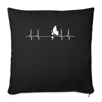 point-virgule ekg butterfly idée-cadeau point-virgule - Housse de coussin décorative 45 x 45 cm - noir - Devant