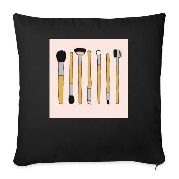 Maquilleur Pinceau Maquillage Cosmétique Beauté - Housse de coussin décorative 45 x 45 cm - noir - Devant