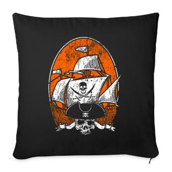 Navire bateau pirate Pirate pirate - Housse de coussin décorative 45 x 45 cm - noir - Devant