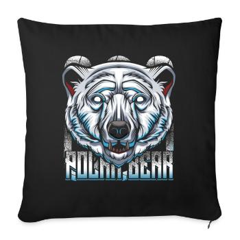 ours blanc - Housse de coussin décorative 45 x 45 cm - noir - Devant