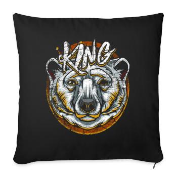 Ours polaire couronne d'ours polaire - Housse de coussin décorative 45 x 45 cm - noir - Devant