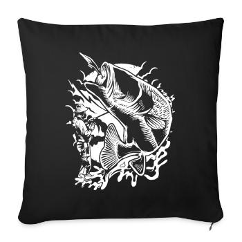 T-shirt de pêcheur - Housse de coussin décorative 45 x 45 cm - noir - Devant
