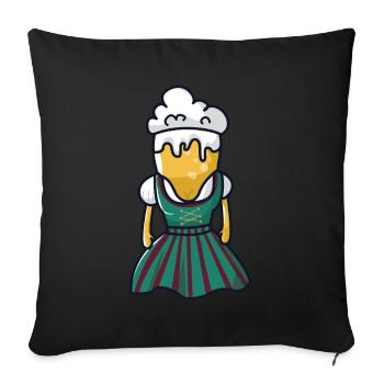 Beer Dirndl tente de bière - Housse de coussin décorative 45 x 45 cm - noir - Devant