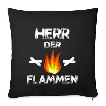 Lord of the Flames - Camping Grillmeister Fire Brigade - Sofa pillowcase 17,3'' x 17,3'' (45 x 45 cm) - black - Front