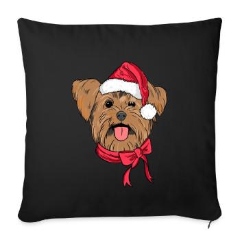 Yorkshire Terrier Xmas Hat Dog Lover Christmas - Sofa pillowcase 17,3'' x 17,3'' (45 x 45 cm) - black - Front