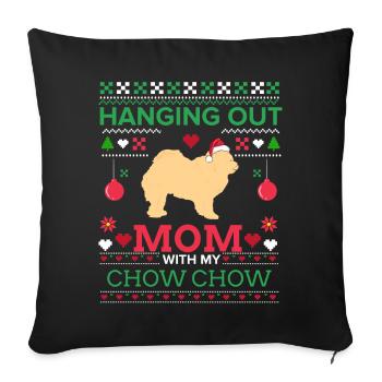 Chowchow moche chandail de Noël Cadeau de Noël - Housse de coussin décorative 45 x 45 cm - noir - Devant