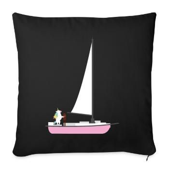 Einhorn Segeln Segelboot Angeln Fabeltier Natur - Sofakissenbezug 45 x 45 cm - Schwarz - Vorne