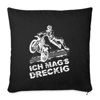J'aime le motocross moto mordant - Housse de coussin décorative 45 x 45 cm - noir - Devant