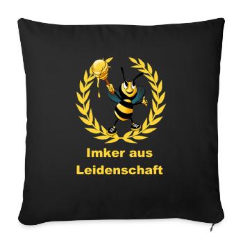 Imker Shirt - Imker aus Leidenschaft - Sofakissenbezug 45 x 45 cm - Schwarz - Vorne