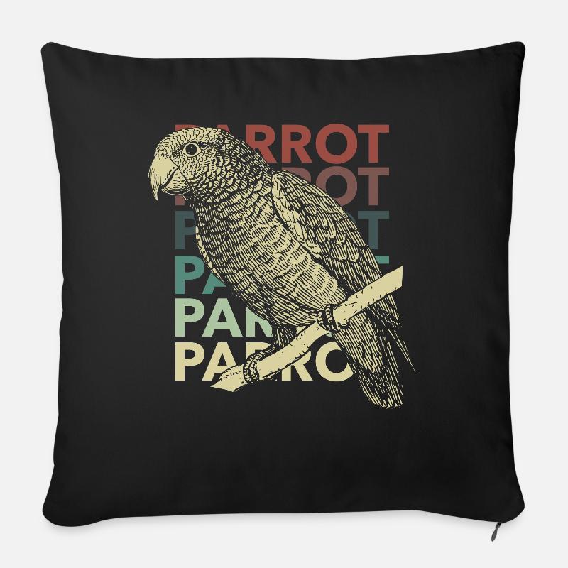 old style parrot design gift - Sofa pillowcase 17,3'' x 17,3'' (45 x 45 cm) - black