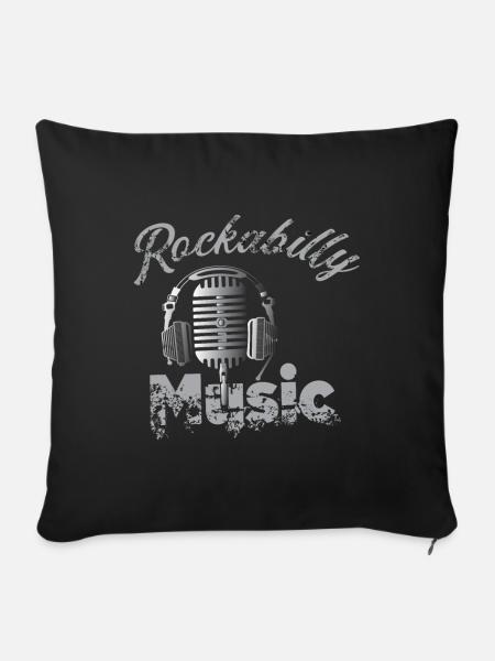 Rockabilly Music - Vintage Old School Retro - Housse de coussin décorative 45 x 45 cm - noir