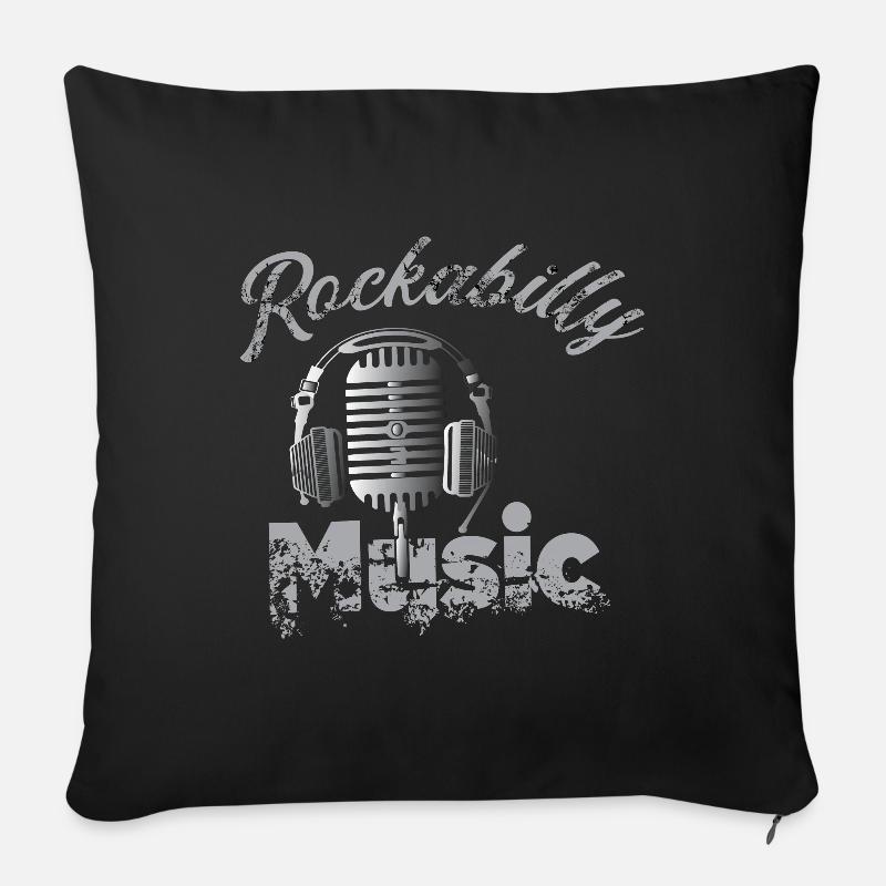 Rockabilly Music - Vintage Old School Retro - Sofakissenbezug 45 x 45 cm - Schwarz